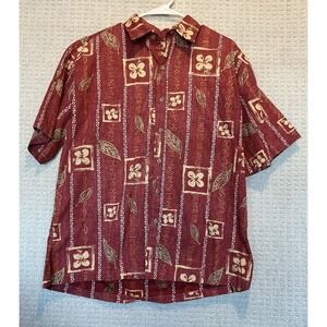 Cooke Street Hawaiian Shirt Burgundy Rust L Cotton